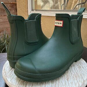 HUNTER ORIGINAL CHELSEA ANKLE BOOTS 10 WOMEN'S OUTDOOR RAINBOOT GREEN NEW PREPPY